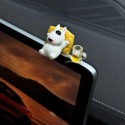 Bull Terrier Universele Auto Accessoires Interieur Schattig Dashboard Figuurtje met Ontspannen Houding Ornament voor Tesla BMW Hyundai KIA black