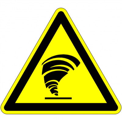 Waarschuwingssticker tornado 25 mm - 10 stuks per kaart