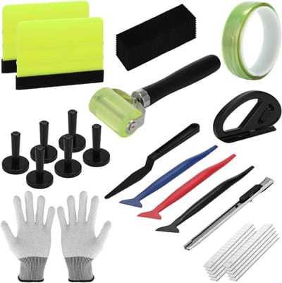 Vinyl Wrap Gereedschap Kit - Auto Wrap Set - Efficiënte Applicatie - Cutter Minder Tape - 37 Stuks - Meerkleurig