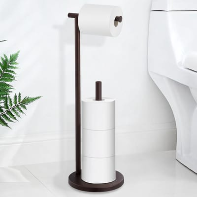 Toiletrolhouder Stand, Olie Gewreven Brons Toiletrolhouder met Opslag voor Jumbo Mega, Housen Solutions
