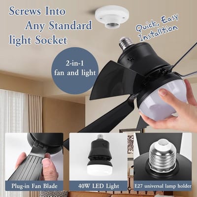 KZQ Plafondventilator - Zwart Mat - Incl 20W Lamp - Licht Apart Schakelbaar - Afstandsbediening - Dimbaar - Traploos Instelbare Lichtkleur - Nachtlampje - Geheugenfunctie - 3 Snelheden - Timer