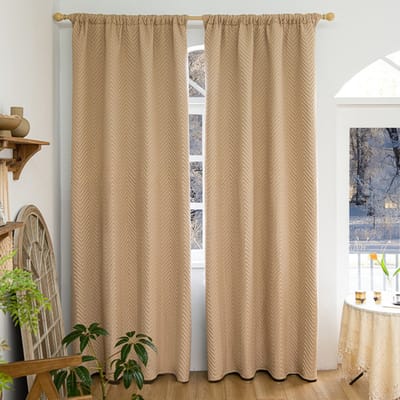 Mupoo Thermisch Gordijn – Dubbellaags Dik Isolerend Verduisterend Gordijn – Geluidsisolerend, Kou- en Hittewerend – Beige, 140×175cm – voor Slaapkamers en Woonkamers