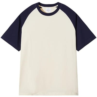 Zomer Raglan T-shirt met Korte Mouwen Echt Katoen Retro Kleurblokkering T Modemerk Heren- en Damesstijl S white