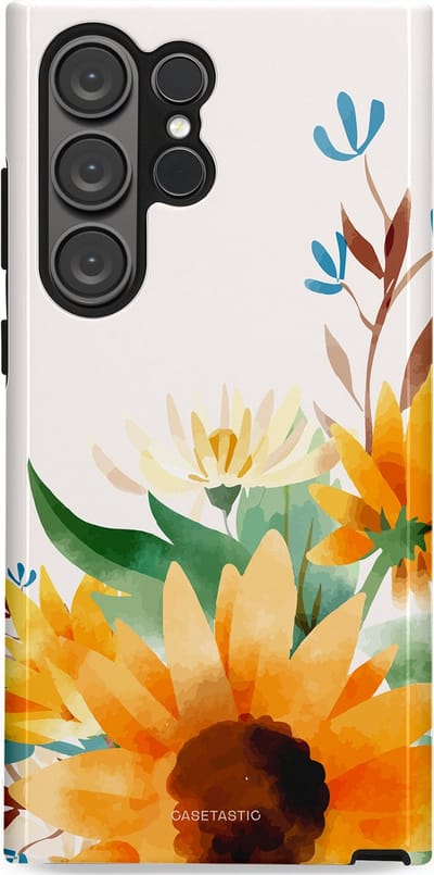 Casetastic Hoesje Geschikt voor Samsung S23 Ultra - Stijlvolle Beschermende Duo-layer Case - Stralend geel