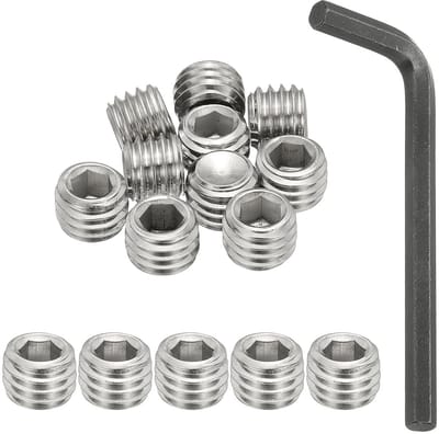 10 Stuks 304 RVS Maggot Schroeven 1/2-13 x 3/8", UNC Grof Draad, Hex Socket Draadpinnen Set met Schroevendraaier voor Deurgrepen, Meubelreparatie en Lampen
