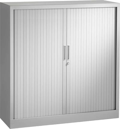 Stalen roldeurkast 118x120x43cm Antraciet Frame, topblad Wit