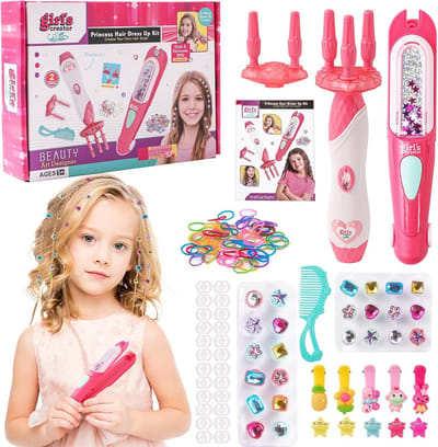 Haarvlechtmachine Set - DIY Vlecht Hulp - Creatief Spelen - Met Haarparels - 6 x 3 x 10 cm - Meerkleurig