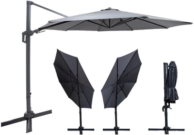 Dailygoods - Luxe aluminium zweefparasol 345 cm - 360° draaibaar en UV-bescherming