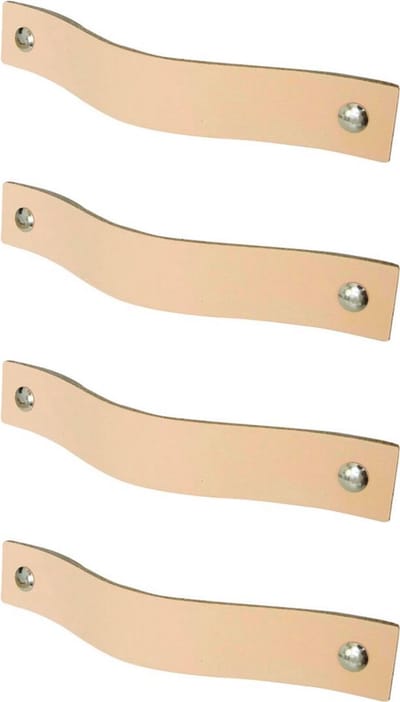 Leren handgrepen (set van 4) 'De platte greep' - Naturel / Maat XS