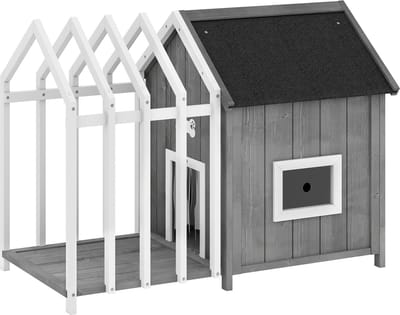 PawHut-Hondenhok-Vurenhout-106x62,5x80,5cm-Grijs