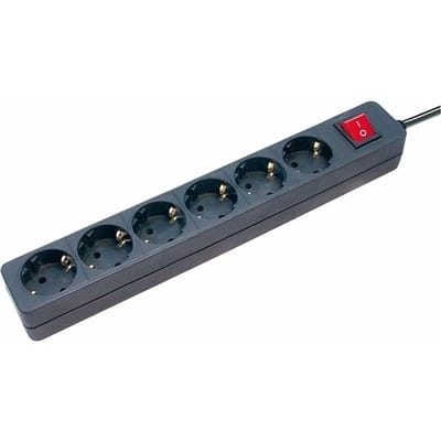 6-voudige stopcontacten Zwart met schakelaar 1,4 m H05VV-F 3G1,5
