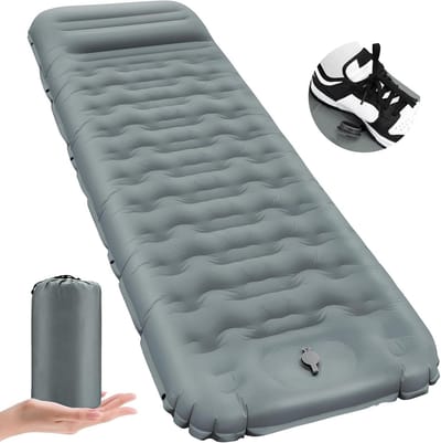 Zelfopblazende Isomat - Luchtbed Camping - Outdoor Kamperen - Ingebouwde Voetpomp - 12 cm Dik - Blauw