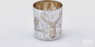 EDG - Enzo De Gasperi Kerst theelichthouder zilver thema Bos H8 D7