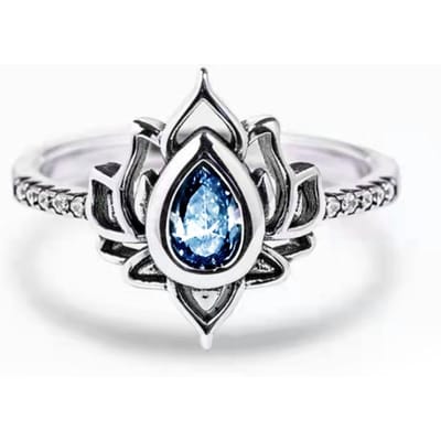 Huitan Vintage Bloemenring voor Vrouwen Wit/Rood/Paars/Blauw/Groen CZ Antiek Zilverkleurig Meisjes Vingerringen Nieuwe Retro Sieraden 10 white
