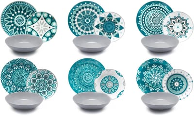 Excelsa Mandala Serviesset 18-delig – Meerkleurig – Porselein & Steengoed – Italiaans Design