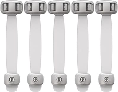 Ladesloten Proofing - Kindersloten Kast - Kinderen Veilig Houden - Dubbel Knop Mechanisme - 12 x 32 cm - Grijs