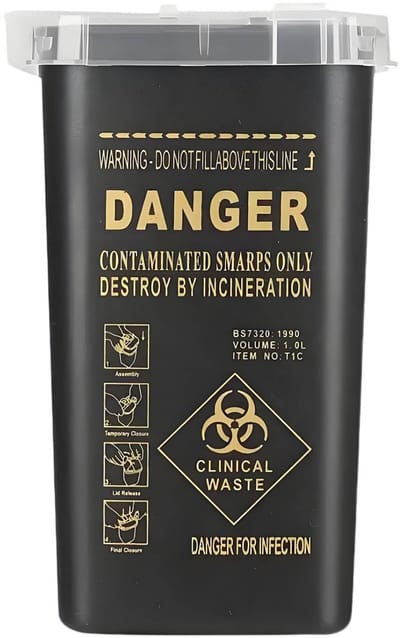 Dailygoods- Naaldencontainer 1 Liter - Afvalcontainer voor Tatoeëernaalden - Perforatiebestendig - Compact en Draagbaar - Flip-top Ontwerp - Hygiënisch te Bedienen - Afvalbak