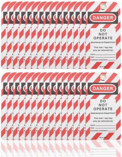 Dailygoods- Lockout Tagout Tags 30 Stuks - Herschrijfbaar - Veiligheidswaarschuwing - Herbruikbare Labels - Metaal/PVC - Afmetingen 146mm x 75mm - Veiligheidslabels