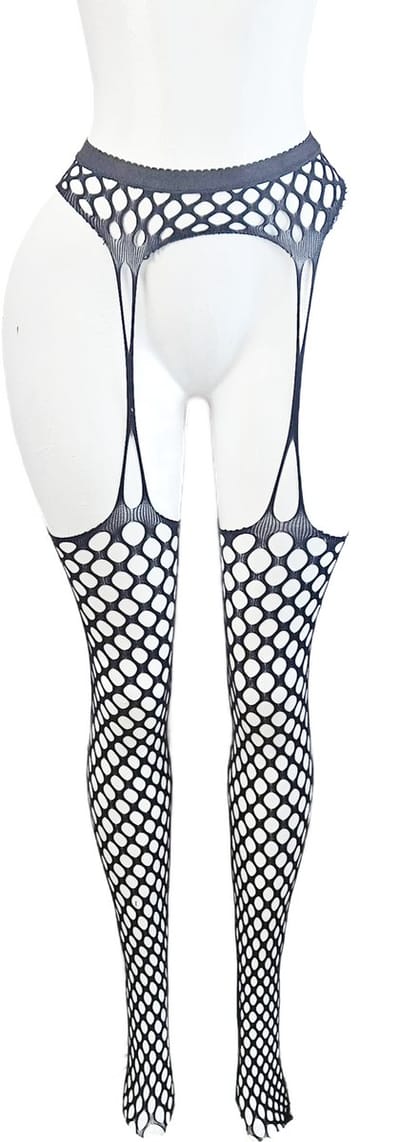 BamBella ® - Panty -Onesize - open kruis hoge kousen broek Dames - Onesize - sexy Erotische lingerie van kant zwart