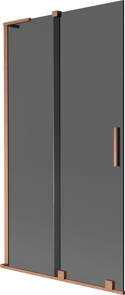 Mexen Velar L badwand 2-delig schuifbaar 100 x 150 , grafiet, geborsteld koper - 896-100-003-41-65