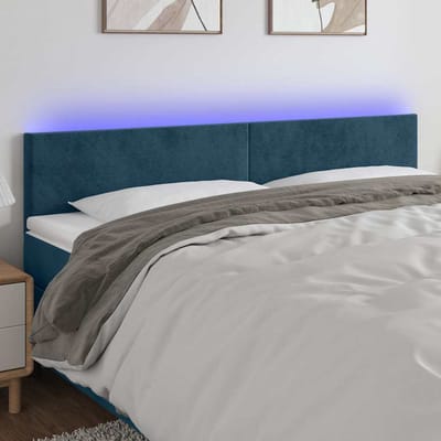 vidaXL - Hoofdbord - LED - 160x5x78/88 - cm - fluweel - donkerblauw