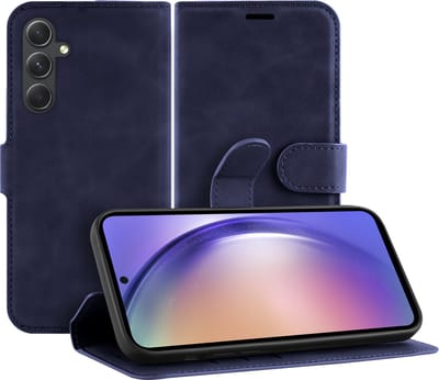 Cazy hoesje geschikt voor Samsung Galaxy A54 Hoesje met Pasjeshouder - Premium Bookcase - Blauw