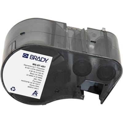 Brady M5-97-481 polyester labels zwart op wit | 22,86 mm x 22,86 mm (origineel)
