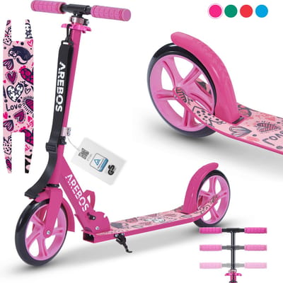 AREBOS kick scooter stadsstep kinderstep volwassen scooter roze