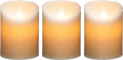 Atmosphera Led stompkaarsen - 3x stuks - Warm licht - Wit