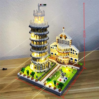 LED Vrijheidsbeeld Micro Mini Bouwstenen voor Volwassenen Creatief Cadeau Historisch Bouwspeelgoed in bag beige