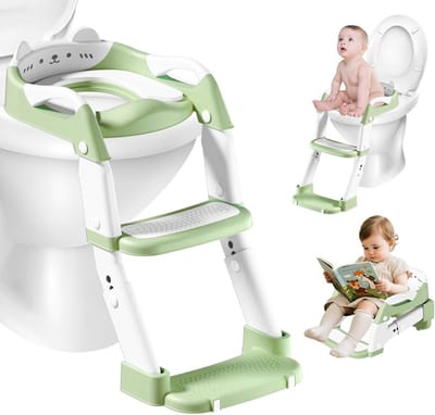Toiletbril voor kinderen, 3-in-1 toilettraining, potje voor kinderen, mannelijke en vrouwelijke toiletten (groen)