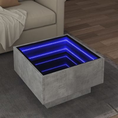 vidaXL - Salontafel - met - LED - 50x50x30 - cm - bewerkt - hout - betongrijs