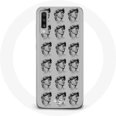Samsung Galaxy A70 hoesje Standbeeld grijze achtergrond grijs