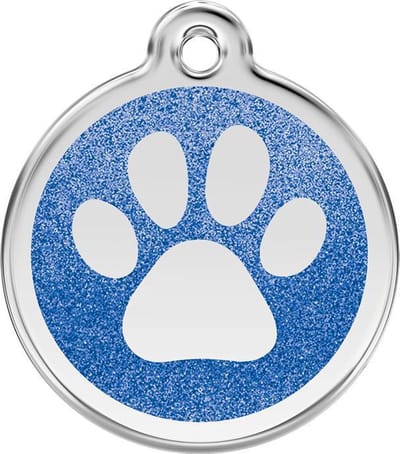 Red Dingo Hondenpenning 20 mm pootje glitter donkerblauw