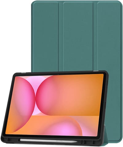 Hoesje - Geschikt voor Samsung Galaxy Tab S10 FE Plus - Dun & Stevig - Trifold Bookcase - Hard Cover Case - Met Uitsparing Geschikt voor S Pen - Hardcover Book - Tablet Hoes - Donkergroen