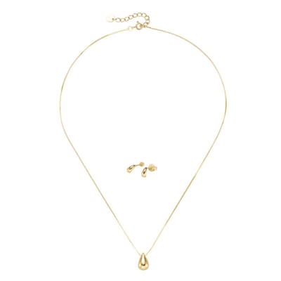 Giorgio Martello 925/- zilver geelgoud verguld | SET collier / ketting met oorknopjes