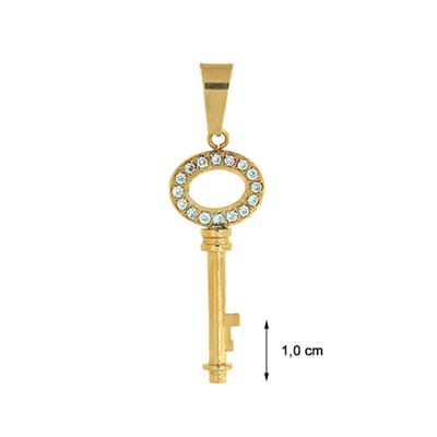 Blinx Jewels Stalen Hanger Sleutel Steentjes Zirkonia