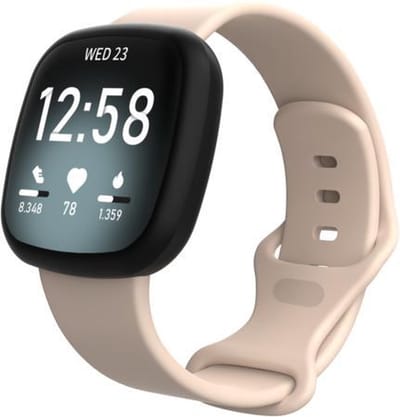 By Qubix - Compatible Fitbit bandje - geschikt voor Fitbit Versa 3 & 4 / Sense 1 & 2 Sportbandje - Zandroze - Maat: M/L Smartwatchbandje bandje Armband Polsband Strap Band Watchband