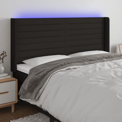vidaXL - Hoofdbord - LED - 183x16x118/128 - cm - stof - zwart