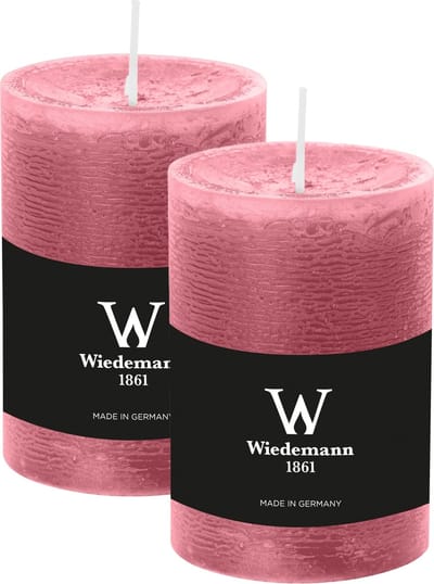 Wiedemann Cilinderkaars/stompkaars - 2x - rustieke kaars - oudroze - 7 x 10 cm - 43 branduren