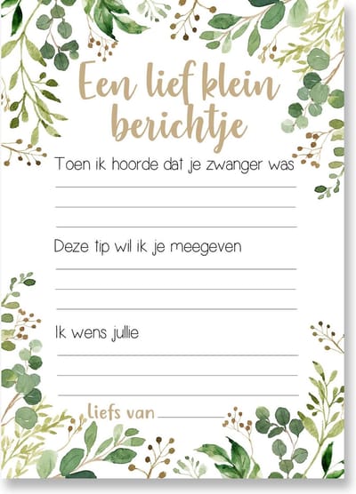 Babyshower invulkaarten – Alternatief gastenboek - 20 stuks A6 formaat - Enkelzijdig - Babyshower cadeau