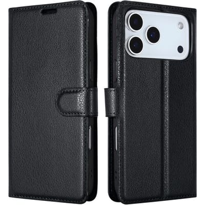ShieldCase bookcase hoesje geschikt voor iPhone 17 Pro Max (Zwart) – luxe wallet case met pasjeshouder, standaardfunctie en volledige bescherming