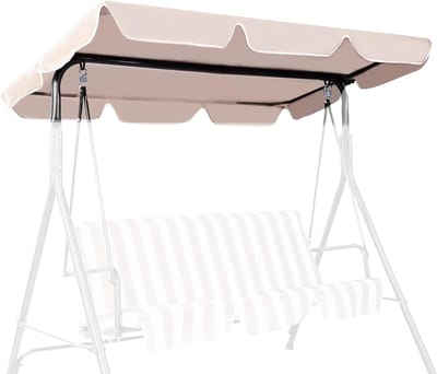 KOMFOTTEU 190x132cm Universeel zonnedak, vervangingsdak voor hollywoodschommel, tuinschommel waterafstotend & UV-bescherming, dakzeil & vervangingshoes voor schommel