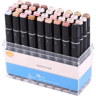 122436 Kleuren Kunst Alcohol Twin Brush Markerpennen Huidskleur Set voor Schilderen Markeren