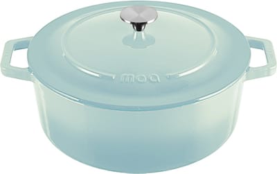 MOA Gietijzeren Braadpan - 7,2L Stoofpot - Voor Alle Warmtebronnen incl. Inductie - Met Deksel - Ø 30cm - Anti-Aanbaklaag - PFAS-vrij - Lichtblauw