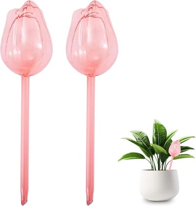 Gieter - Creatieve Bloemvormige Zelfbewateringsbollen - 24,5x6,5 cm PVC Automatische Druppelirrigatie voor Planten - Ideaal voor Vakantie - Set van 2 Stuks - Lichtroze