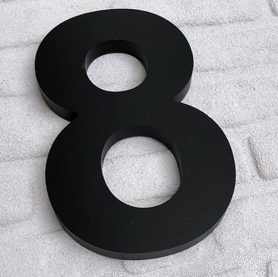 Promessa-Design - Huisnummer 8 Zwart Mat - Acrylaat 3D Groot - Hoogte 25 cm - Dikte 25 mm - onderhoudsvrij - Type 3D/Acrylaat/25/MatZwart/Arial.