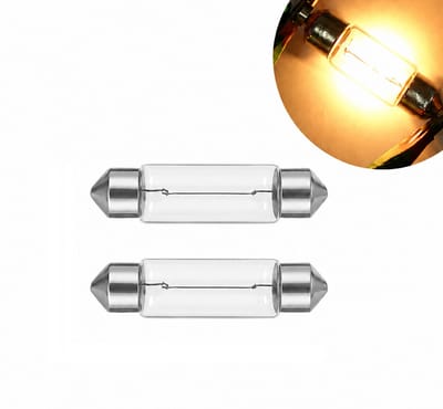 TLVX 2 stuks 39mm C5W Origineel Halogeen Festoon Buislampen - Interieur Lampen - Kofferbak verlichting - Interieurverlichting - Auto Lampen - 3000K Warm Wit Licht - Geel - 12V - Buis Lampje – Instapverlichting - Dakhemel Gloeilamp (2 stuks)