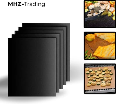 Ovenmat - Set van 5 - Non-stick bakmat - Zwart -Deeg mat - Keuken Accessoires - Bakmatten - Herbruikbaar - Oven Bakmat - Anti aanbak laag