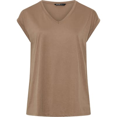 Yours Natuurlijk Bruin Basic Tshirt Met Vhals Size 38